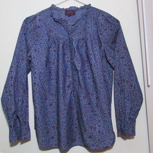 J. Crew Liberty Fabric Print Floral Blouse Top - Blue Purple Longsleeve